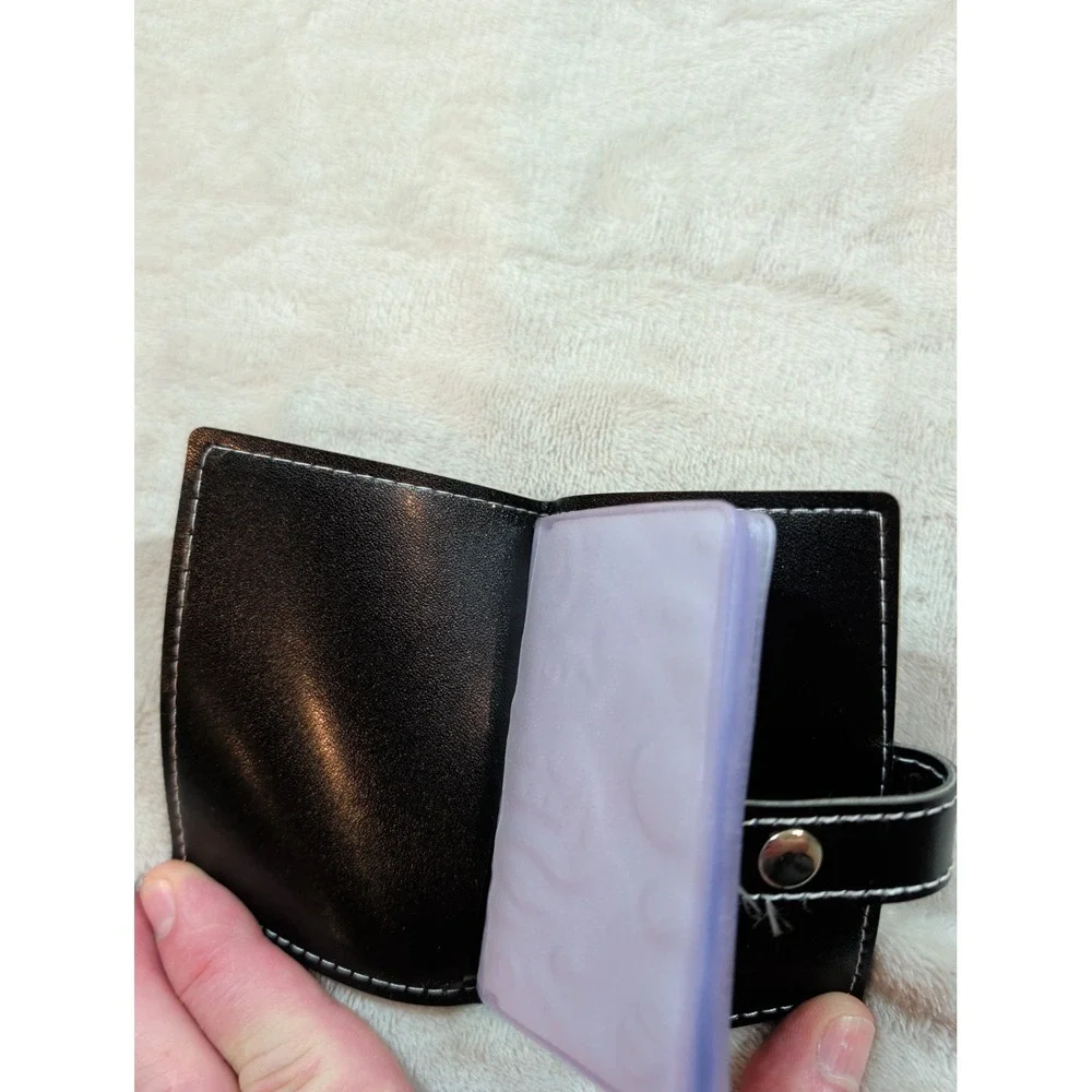 Prestige Medical Black Faux‎ Leather Card Holder Wallet Snap Closure Organizer